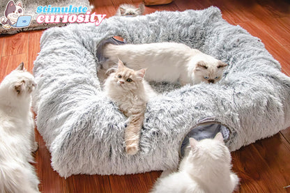 XxingSheep 4 Cave Shuttled XL Cat Tunnel Bed for Indoor Cats Bed