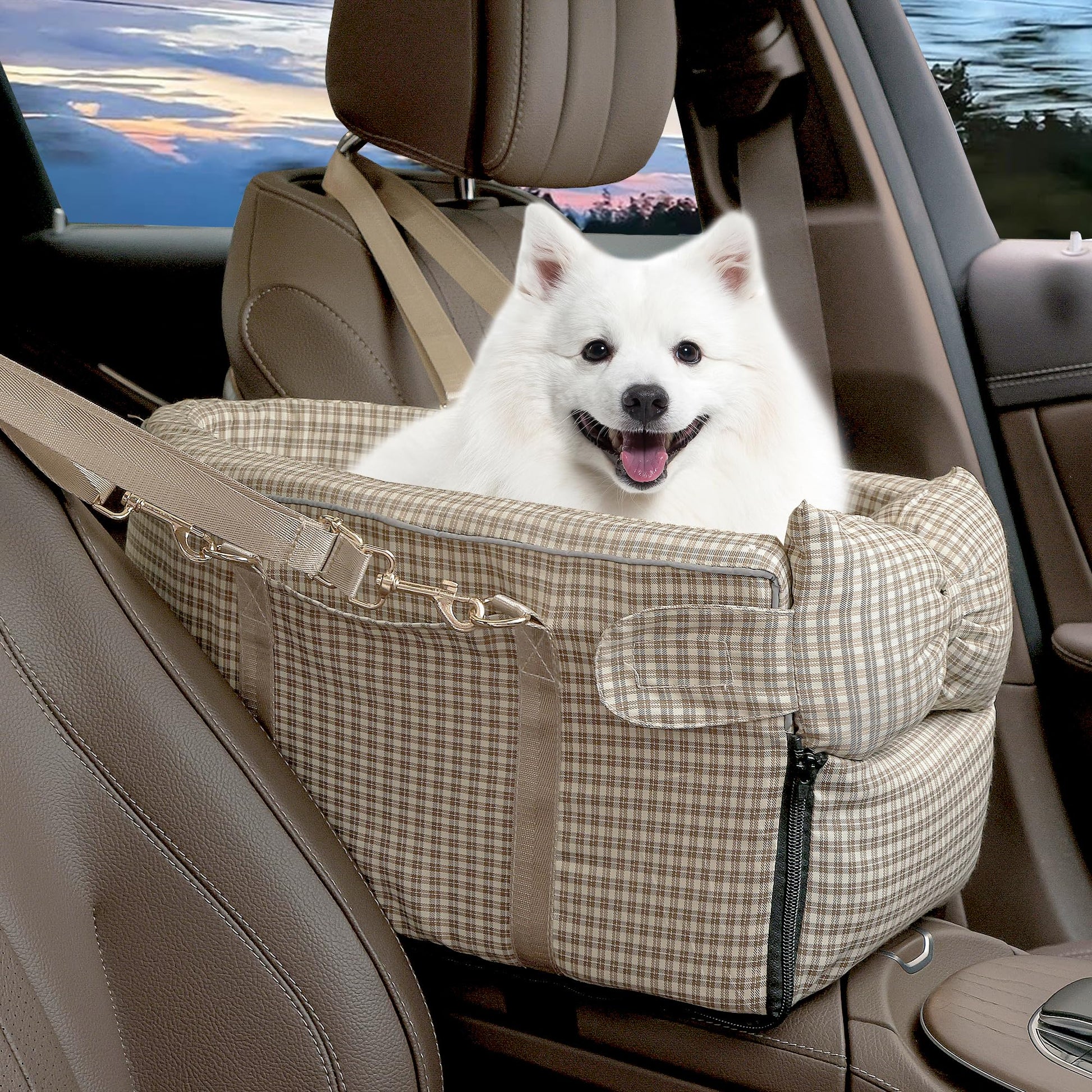 Center Console Dog Car Seat for Small Dog Removable Pet Car Seat