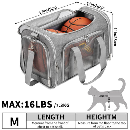 Soft-Sided Cat/Dog/Pet Carrier, Collapsible Pets Travel Carriers