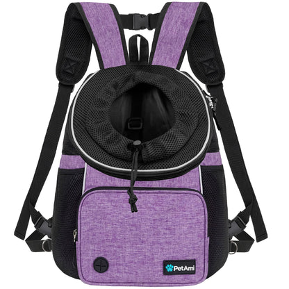 PetAmi Adjustable Cat Dog Chest Carrier Backpack, Ventilated Carrier