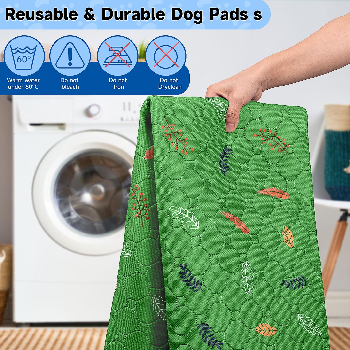Sunheir Washable Pee Pads for Dogs 2-Pack Reusable Puppy Pads Crate