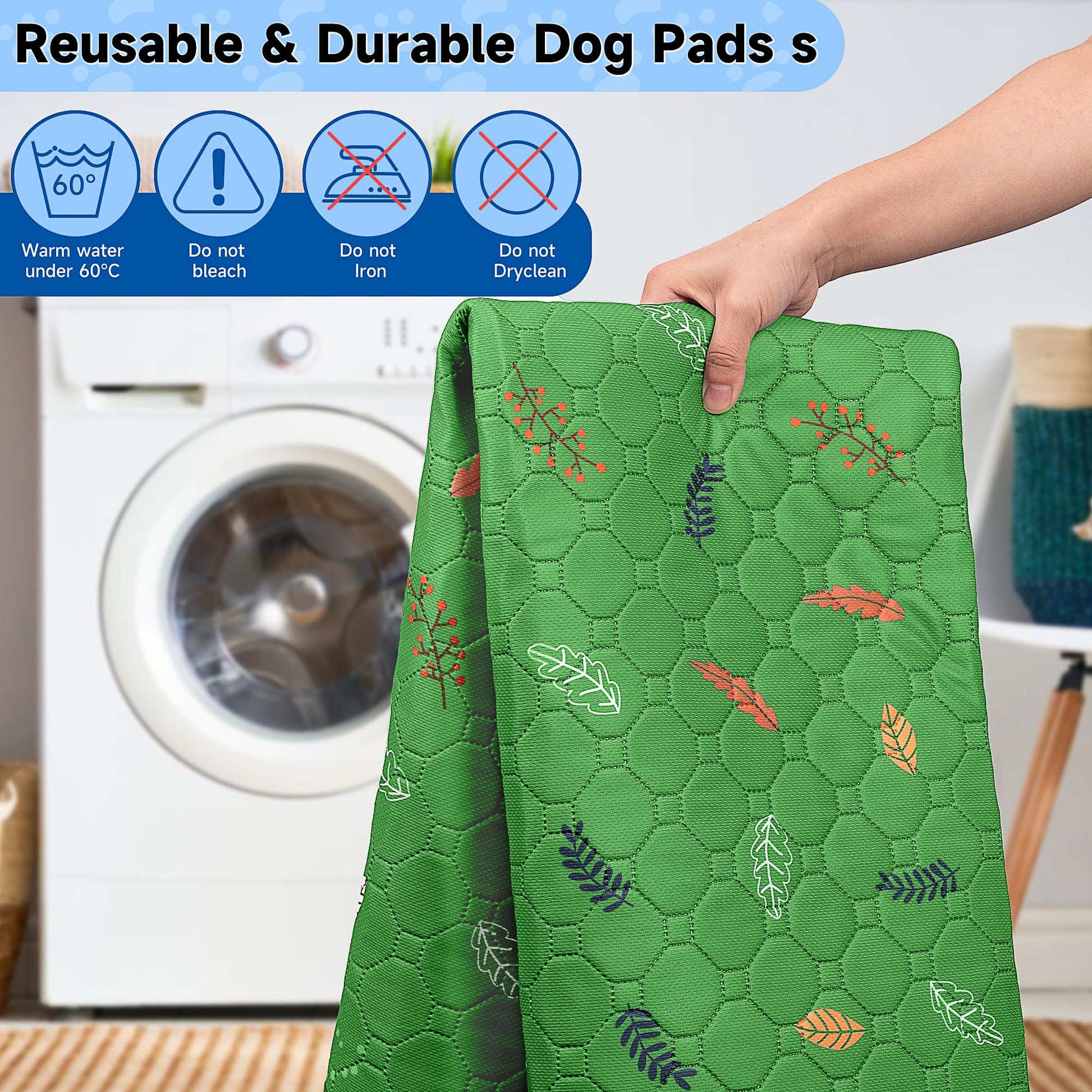Sunheir Washable Pee Pads for Dogs 2-Pack Reusable Puppy Pads Crate