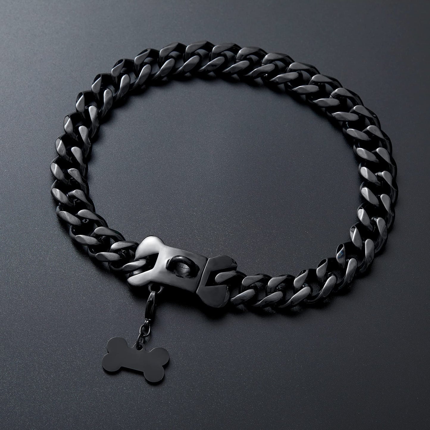 Cuban Link Heavy Duty Dog Collar, Wide Stainless Steel Luxury Collar