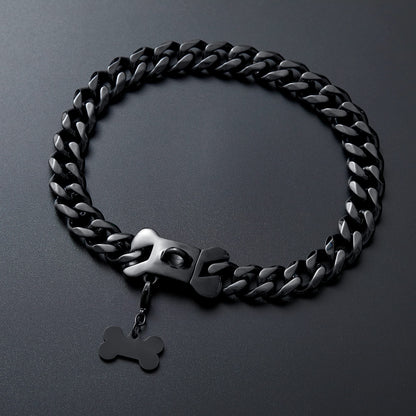 Cuban Link Heavy Duty Dog Collar, Wide Stainless Steel Luxury Collar