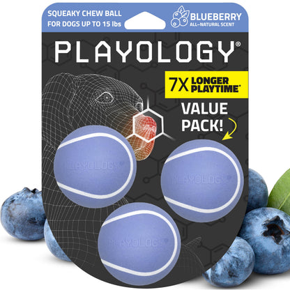 Playology Dog Toys, Squeaky Chew Ball for Dogs, Value 3-Pack Chew