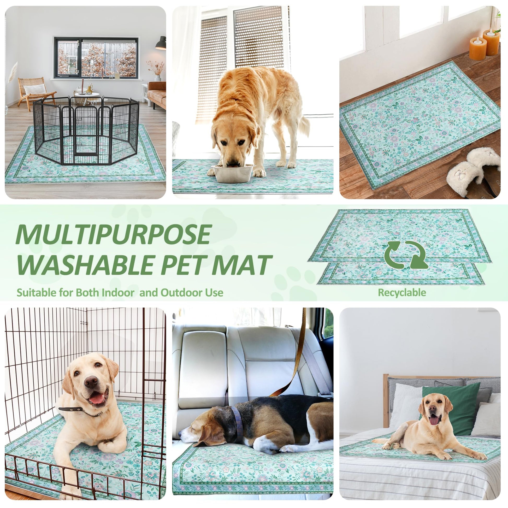 Baodan Washable Reusable Pee Pads for Dogs, 2 Pack Large x48" Crate