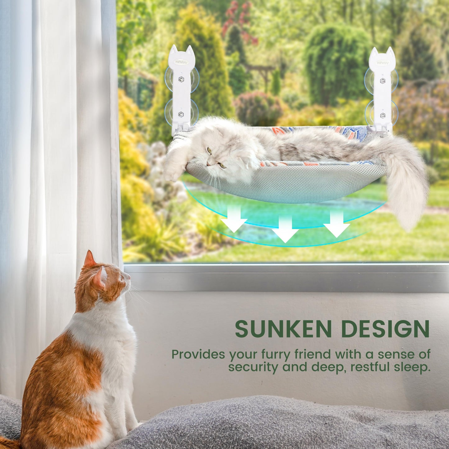 HiPetpy 2 Pack Cat Window Perch, Glow in The Foldable Cat Hammock Bed