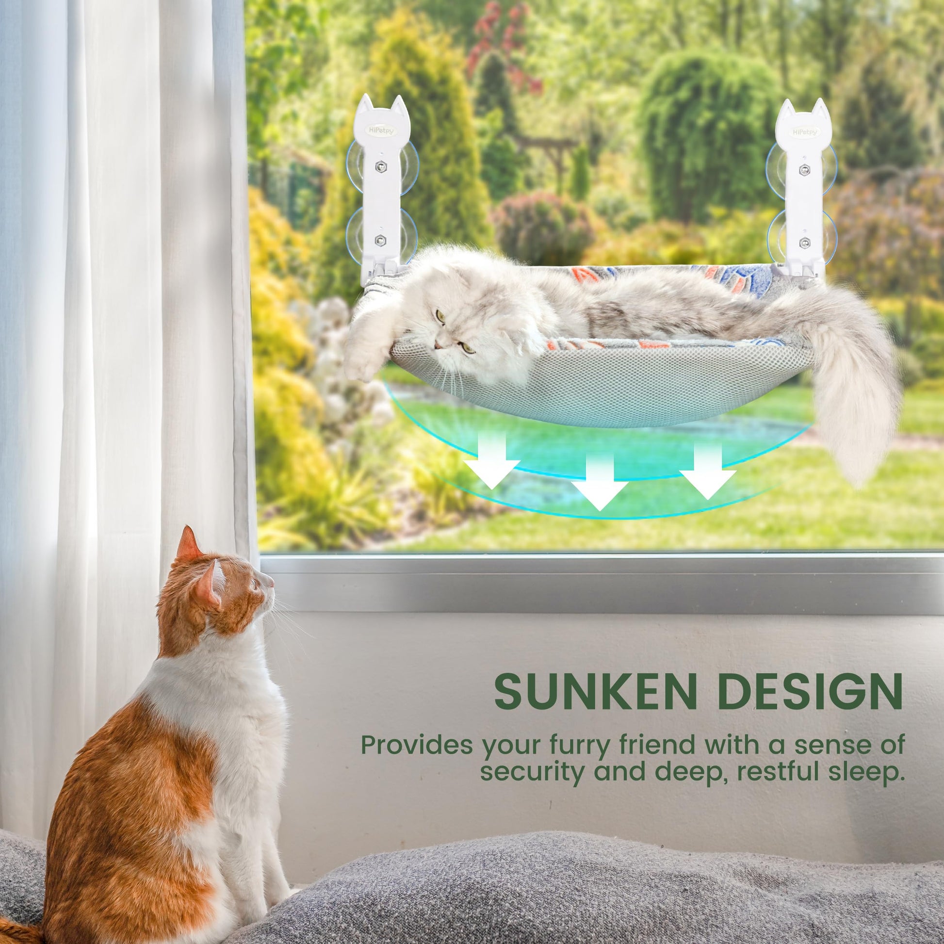 HiPetpy 2 Pack Cat Window Perch, Glow in The Foldable Cat Hammock Bed