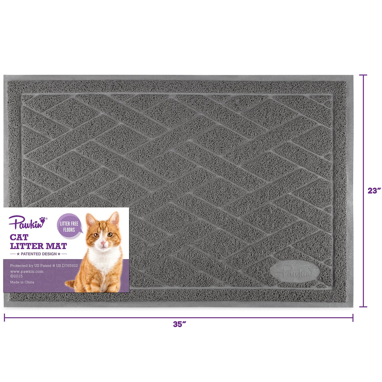 Pawkin Cat Litter Mat, Patented Design with Litter Lock Mesh, Mat
