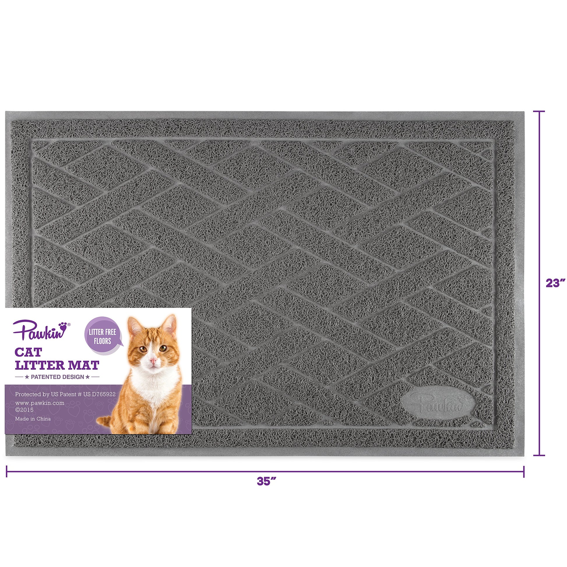 Pawkin Cat Litter Mat, Patented Design with Litter Lock Mesh, Mat