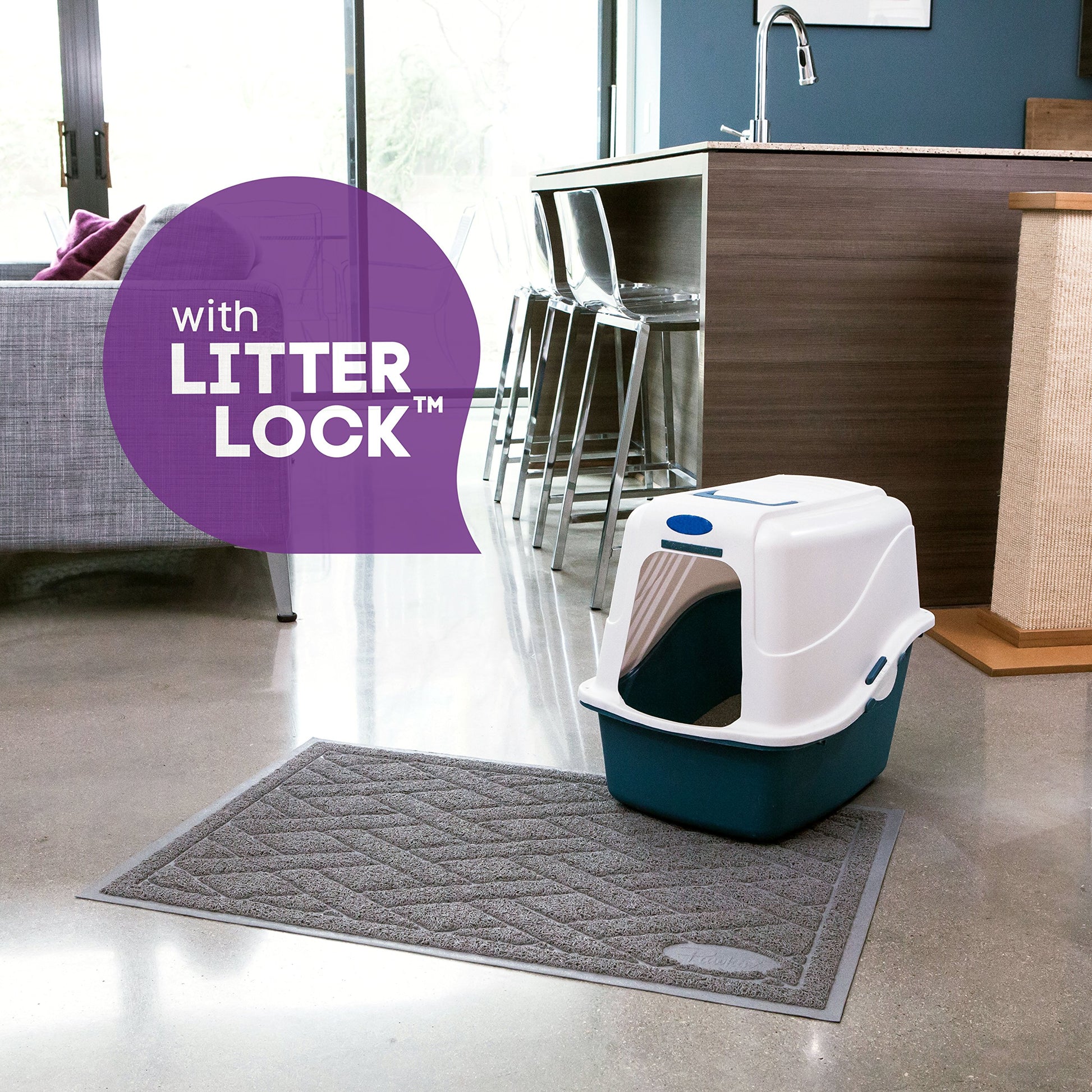 Pawkin Cat Litter Mat, Patented Design with Litter Lock Mesh, Mat