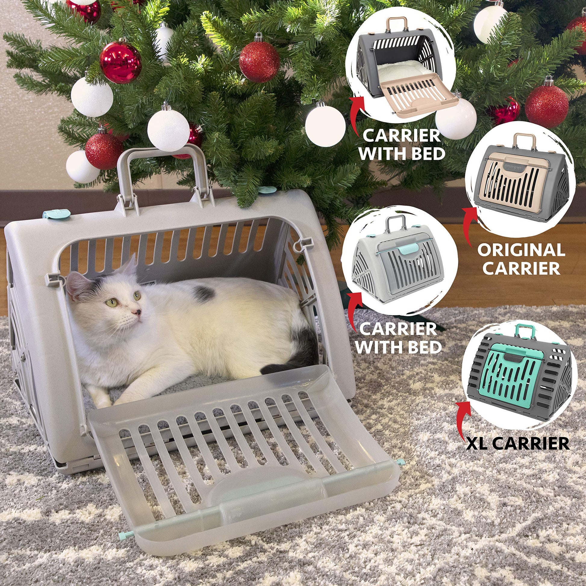 SportPet LARGE Hard-Sided Travel Cat Carrier Cat Carrier with Carrier